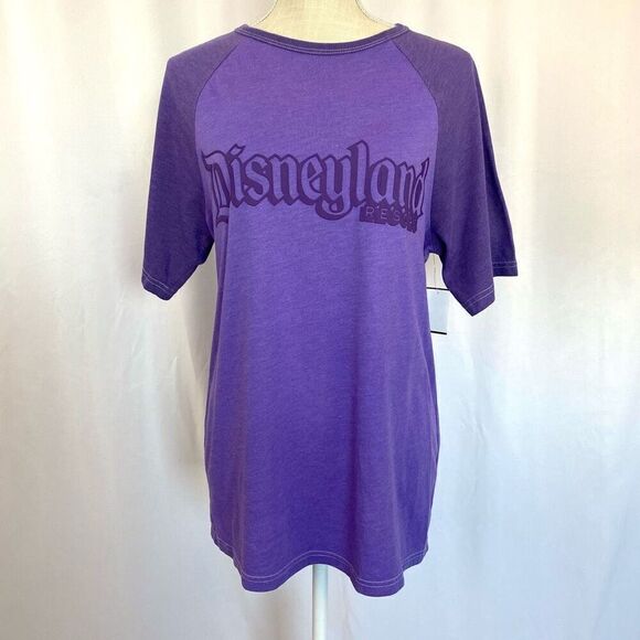 NWT New Disneyland Resort Two Tone Purple Raglan T-shirt S Disney Parks Embossed - Picture 1 of 12